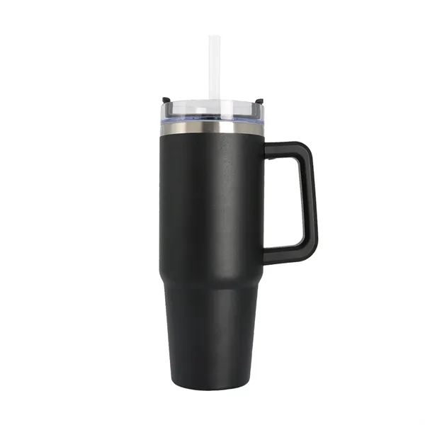 30oz - Stainless Double Wall Handle Tumbler with pop-top, spill-proof straw... from ASI 74741 NVS Promo Designs, Inc. / NVS Promo