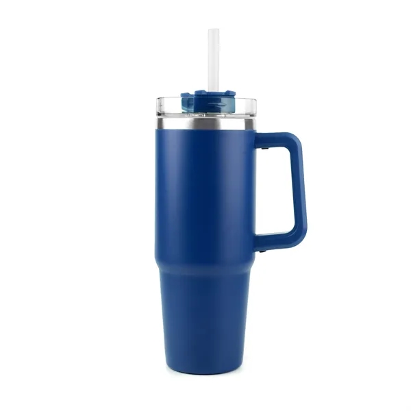 30oz - Stainless Double Wall Handle Tumbler with pop-top, spill-proof straw... from ASI 74741 NVS Promo Designs, Inc. / NVS Promo