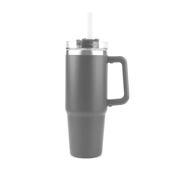 30oz - Stainless Double Wall Handle Tumbler with pop-top, spill-proof straw... from ASI 74741 NVS Promo Designs, Inc. / NVS Promo