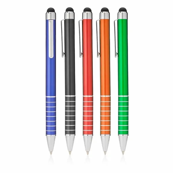 Metal stylus pen with shiny silver accents and aluminum twist action.... from ASI 39820 Opusline (Benmex) / Opus Line