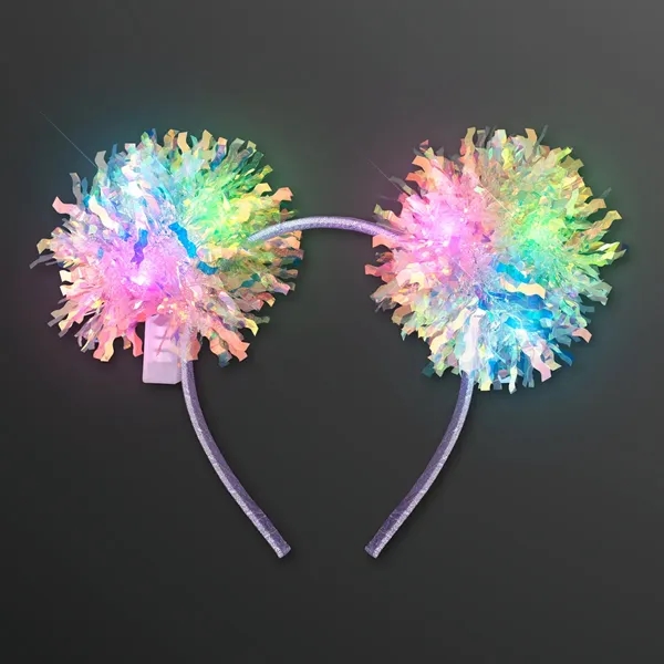 LED Crinkle Tinsel Headband, Pom Pom Ears; Blank Pricing... from ASI 34194 ALightPromos