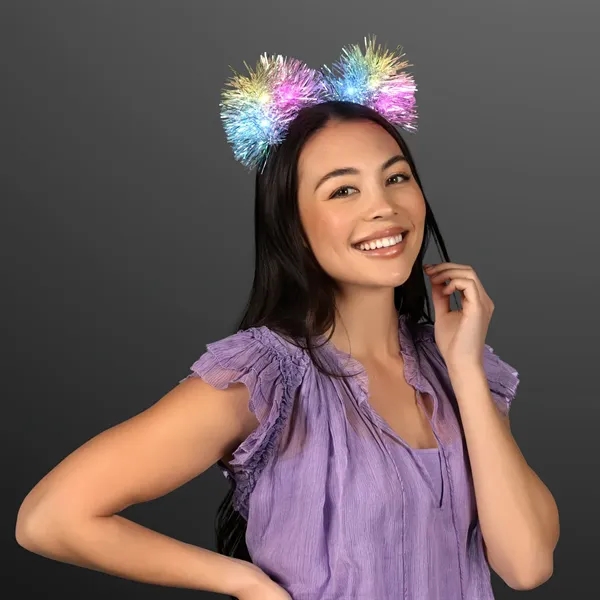 Blinky Tinsel Pom Ears Headband; Blank Pricing... from ASI 34194 ALightPromos