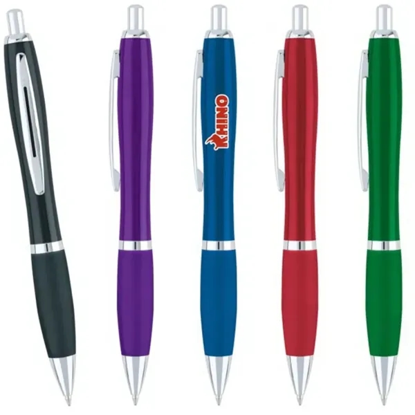 Executive brass pen with a soft rubber grip in a metallic... from ASI 39820 Opusline (Benmex) / Opus Line