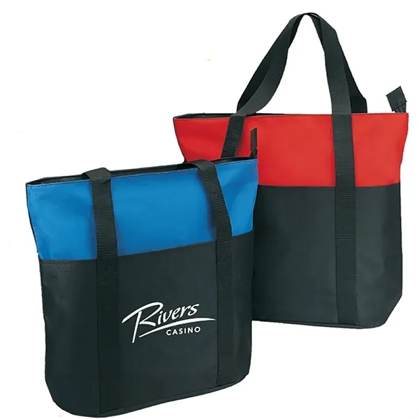 Two-tone, zippered tote that features a zippered closure, interior slip pocket... from ASI 39820 Opusline (Benmex) / Opus Line