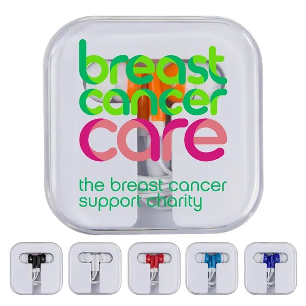 Earbuds with a 38" cord and storage case.... from ASI 57653 Gold Bond