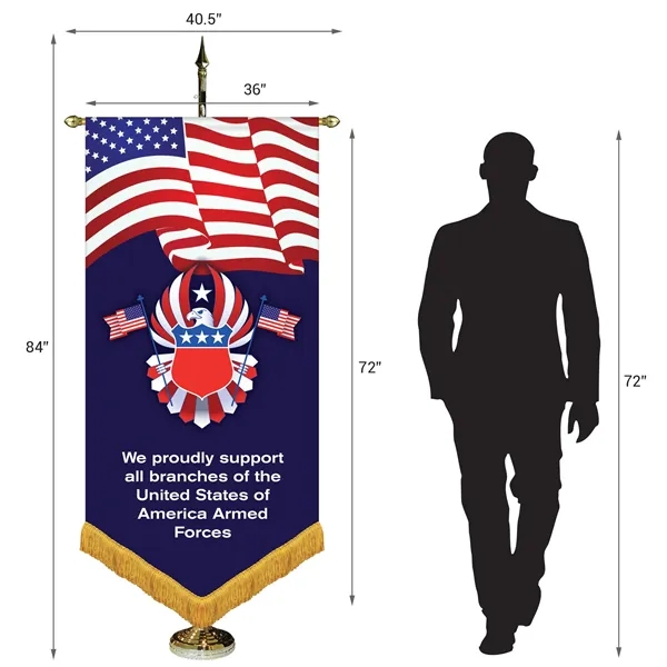 36" x 72" Premium Custom Digitally Printed Gonfalon V-Cut Banner with... from ASI 80228 Quinn