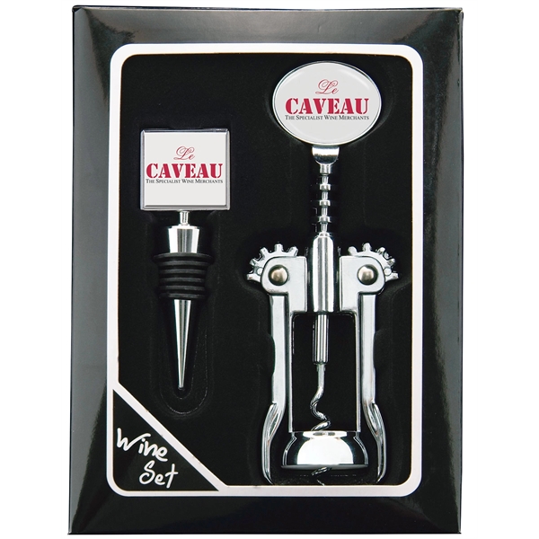 Square and oval shaped "Casta" Chrome wine stopper and opener.... from ASI 73871 Next Promotions LLC
