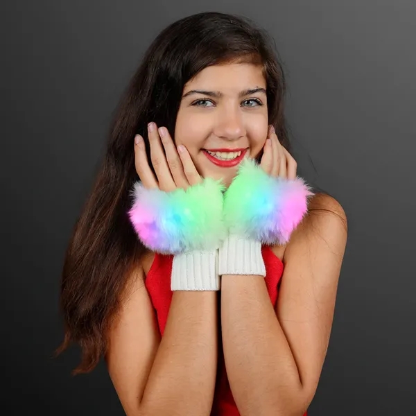 Fingerless LED Furry Gloves, Blank... from ASI 34194 ALightPromos / Alight Promotional Products