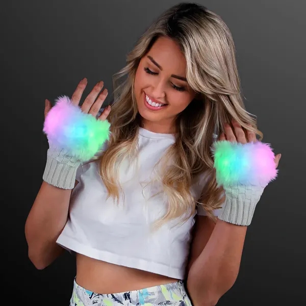 Fingerless LED Furry Gloves, Blank... from ASI 34194 ALightPromos / Alight Promotional Products