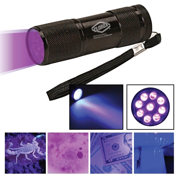 Black ultraviolet (UV) LED flashlight with 9 bulbs and 3 AAA... from ASI 57655 STOPNGO Line