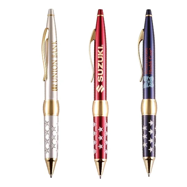 Twist action ballpoint pen with rubber star grip.... from ASI 31517 Admart Products / Admart Line