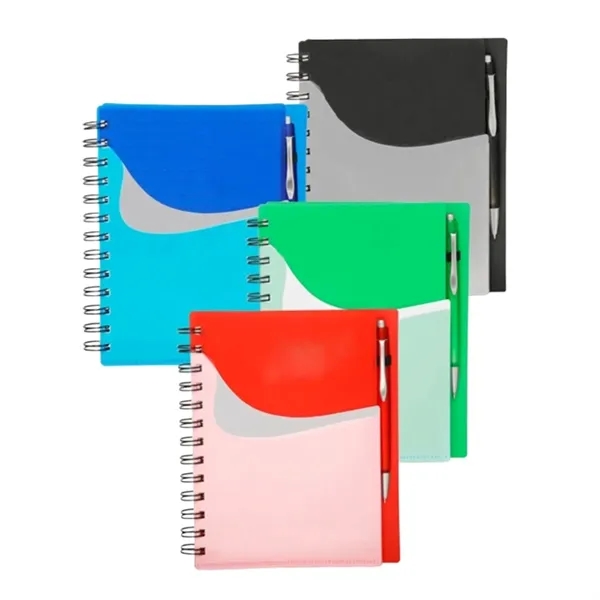 Front pocket spiral notebook with pen with 1 color silkscreen imprint... from ASI 37218 Athena Promo (tm)