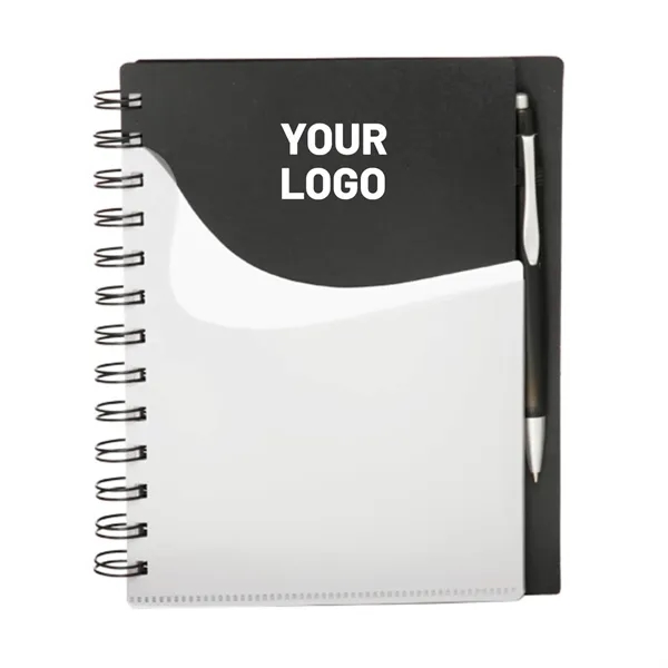 Front pocket spiral notebook with pen with 1 color silkscreen imprint... from ASI 37218 Athena Promo (tm)