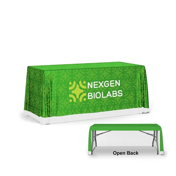 100% Recycled 6ft Table Throw. 3-Sided/Open Back - Fully Dye Sublimated... from ASI 94105 Visual Textile Resource