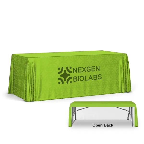 100% Recycled 8ft Table Throw. 3-Sided/Open Back - Fully Dye Sublimated... from ASI 94105 Visual Textile Resource