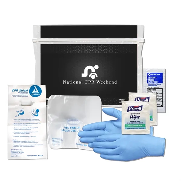 CPR kit with a CPR mask, Purell wipes, gloves, hand sanitizer,... from ASI 84514 Safety Made