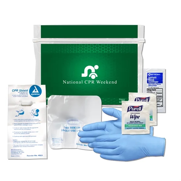 CPR kit with a CPR mask, Purell wipes, gloves, hand sanitizer,... from ASI 84514 Safety Made