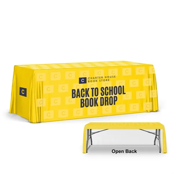 Wrinkle Resistant 8' Table Throw - 3 Sided Coverage, Open Back... from ASI 94105 Visual Textile Resource