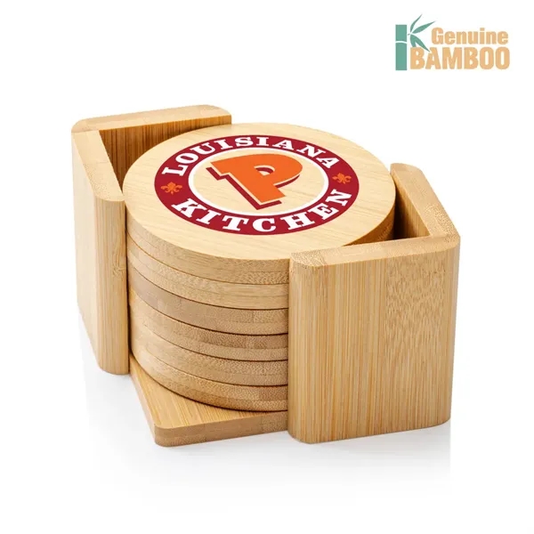 The Yorkshire Bamboo VividPrint™ Coaster Set includes 6 round coasters.... from ASI 84592 St Regis Group