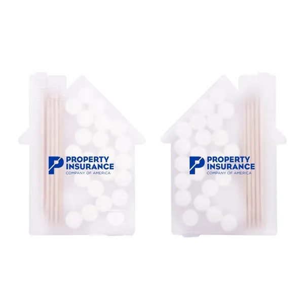 1/4" x 2 3/8" x 3" house-shaped box with 30 sugar... from ASI 63549 Jornik Manufacturing Corp / Jornik