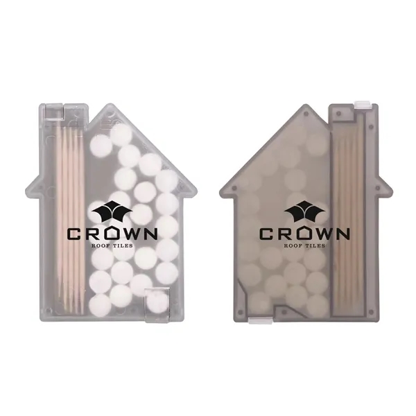 1/4" x 2 3/8" x 3" house-shaped box with 30 sugar... from ASI 63549 Jornik Manufacturing Corp / Jornik