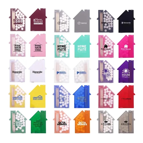 1/4" x 2 3/8" x 3" house-shaped box with 30 sugar... from ASI 63549 Jornik Manufacturing Corp / Jornik