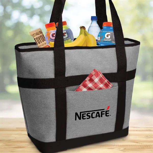 Large cooler tote. Hot/cold lining with zipper closure. Open front pocket.... from ASI 30112 ACE Products / Ace Line