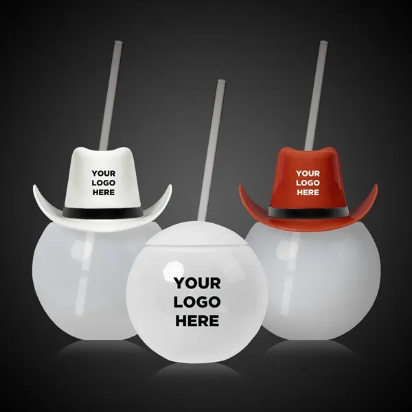 Round plastic ball-shaped 20 ounce capacity drinking tumbler with straw.... from ASI 42016 Brighter Promotions Inc