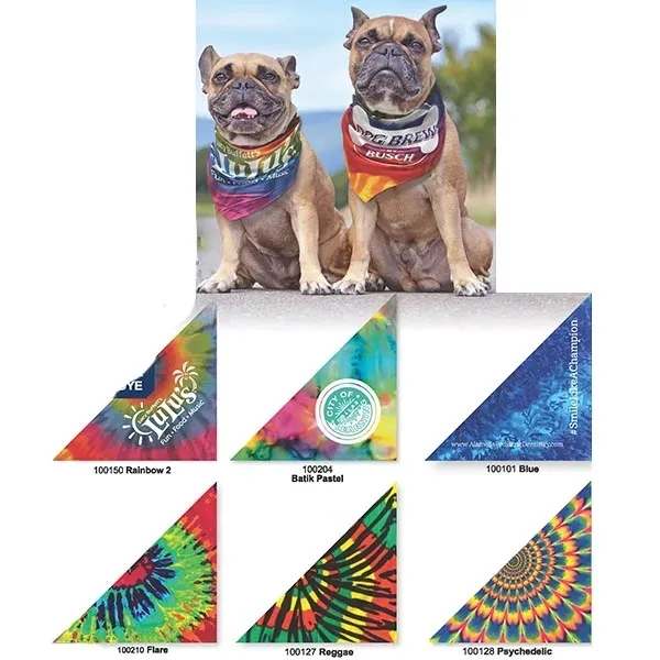 XS (14" x 14" x 19") color pop tie-dye pet bandanna... from ASI 44020 Bandanna Promotions By CARO-LINE / Swag-Wag Pets