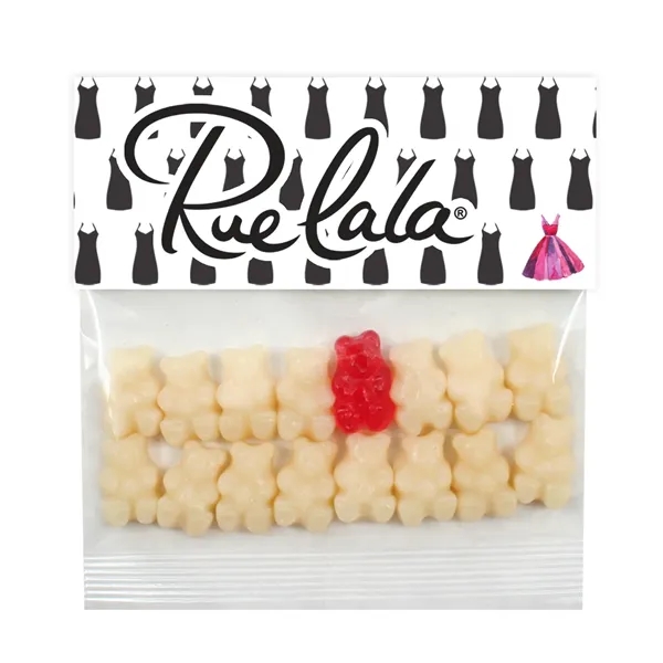 Customizable header bag filled with 2 oz. of gummy bears... from ASI 71685 Midnite Snax®