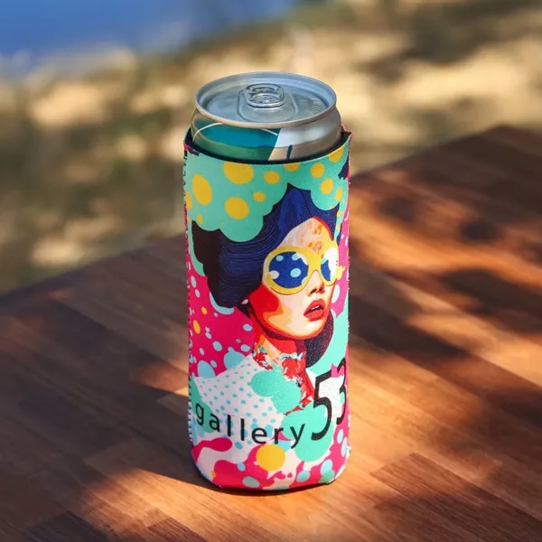 Keep drinks cold with Full Color 12 oz Slim Neoprene Cooler... from ASI 61966 HPG / HPG Gold Best Promotions USA