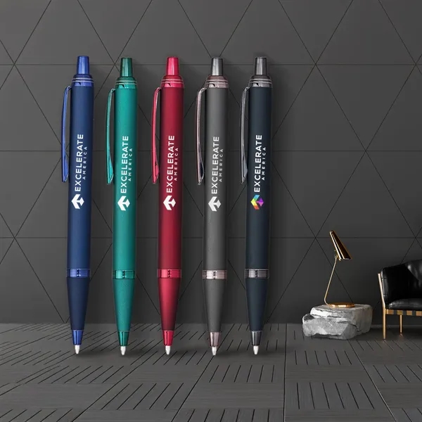A sleek European-style metal pen with deep jewel tones, a large... from ASI 61966 HPG / Hub Pen