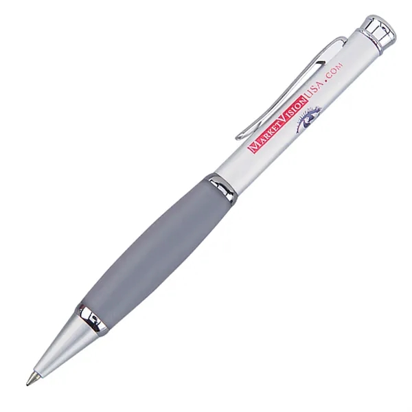 Solid brass barrel pen with satin silver finish, shining silver accents,... from ASI 90859 Tempo Industries Inc / Tempo Tempoline