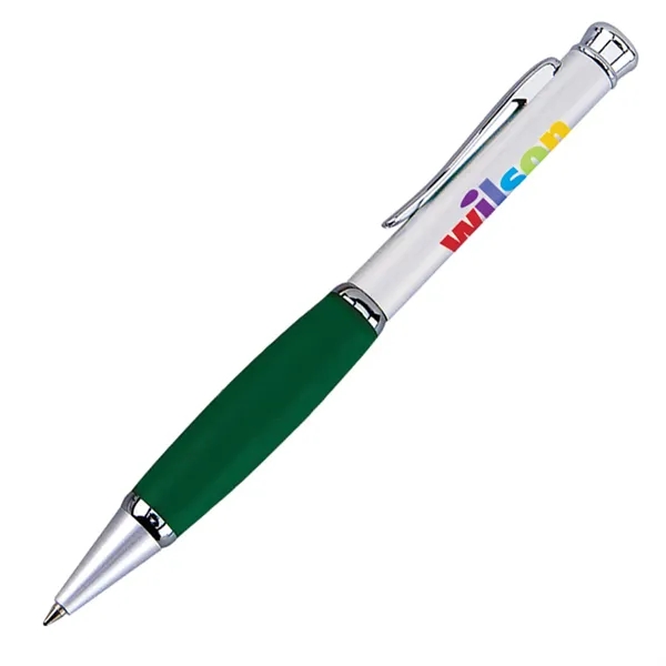 Solid brass barrel pen with satin silver finish, shining silver accents,... from ASI 90859 Tempo Industries Inc / Tempo Tempoline