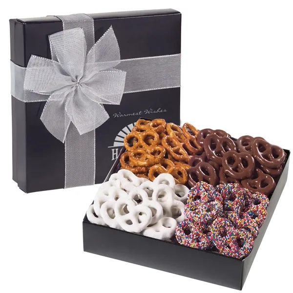 Gift box filled with an assortment of pretzels... from ASI 71685 Midnite Snax®