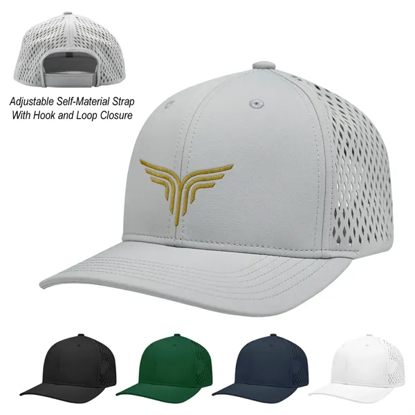 6 panel performance cap with adjustable self-material strap and sliding buckle.... from ASI 61125 Hit Promotional Products / Hit®