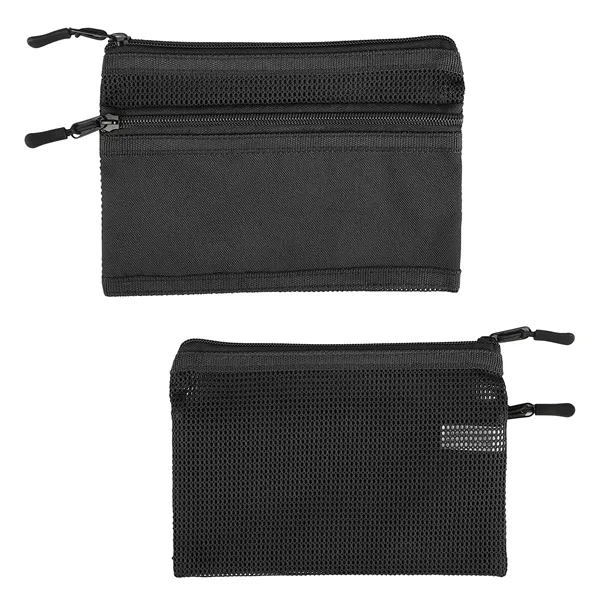 8 1/8" x 5 1/2" rPET/mesh tech pouch with two zippered... from ASI 52840 Evans Manufacturing