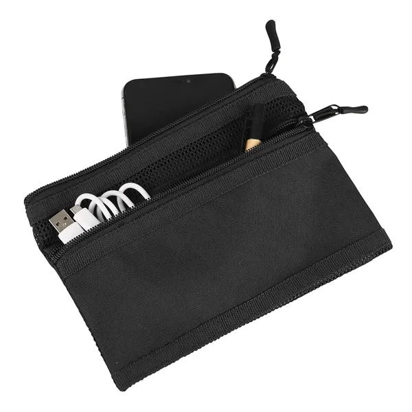 8 1/8" x 5 1/2" rPET/mesh tech pouch with two zippered... from ASI 52840 Evans Manufacturing