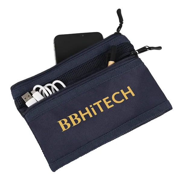 8 1/8" x 5 1/2" rPET/mesh tech pouch with two zippered... from ASI 52840 Evans Manufacturing