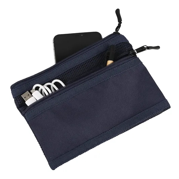 8 1/8" x 5 1/2" rPET/mesh tech pouch with two zippered... from ASI 52840 Evans Manufacturing