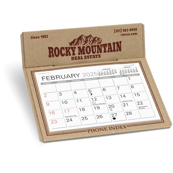 Raw chipboard Desk Calendar with full year calendar printed on back... from ASI 95280 Warwick Publishing Co / Warwick