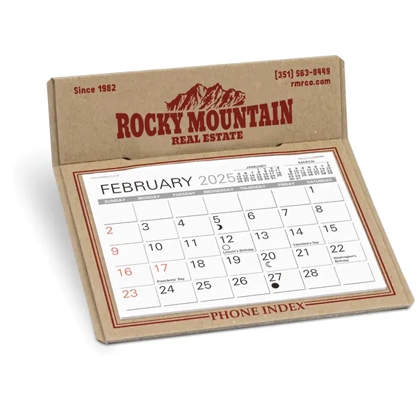 Raw chipboard Desk Calendar with full year calendar printed on back... from ASI 95280 Warwick Publishing Co / Warwick