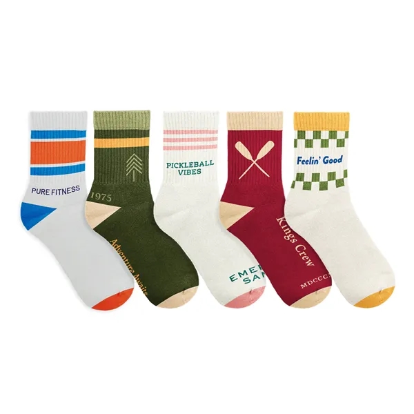 Pantone Matched Jacquard midi crew socks made of nylon and cotton... from ASI 45657 Pop! Promos