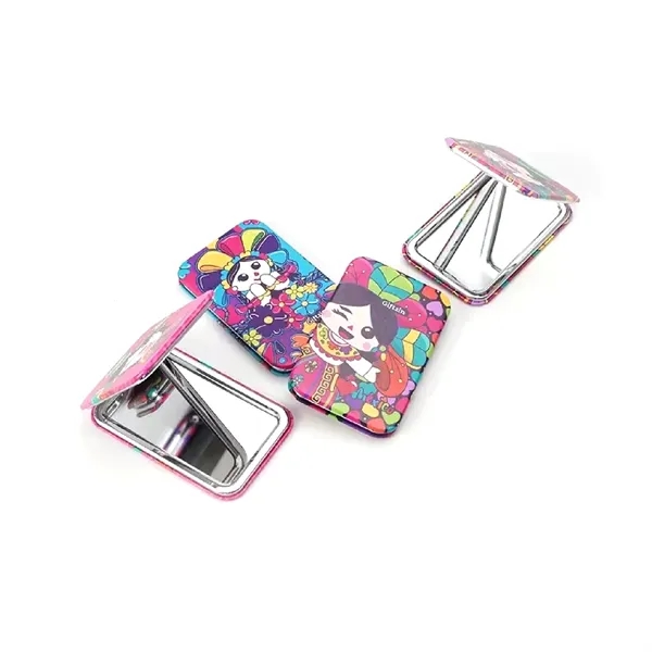 PU leather folding compact makeup mirror plus full color UV imprint... from ASI 37218 Athena Promo (tm)