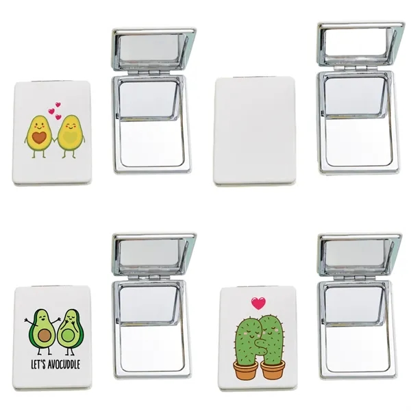 PU leather folding compact makeup mirror plus full color UV imprint... from ASI 37218 Athena Promo (tm)