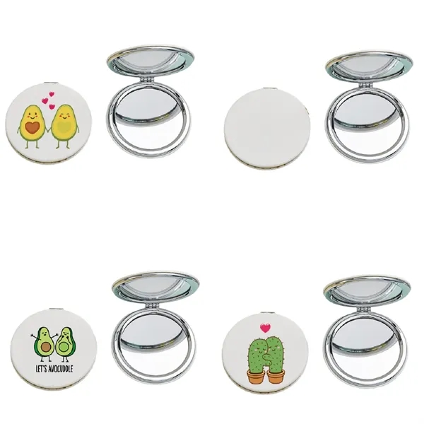 PU leather folding compact makeup mirror plus full color UV imprint... from ASI 37218 Athena Promo (tm)
