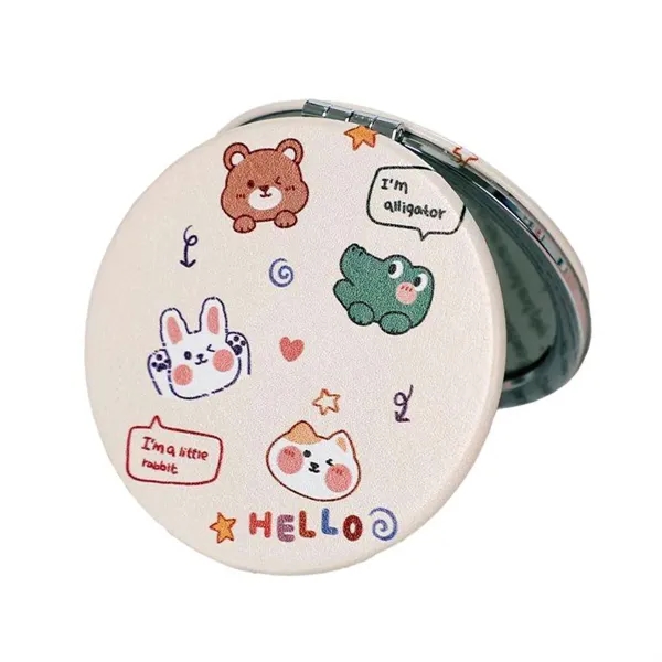 PU leather folding compact makeup mirror plus full color UV imprint... from ASI 37218 Athena Promo (tm)