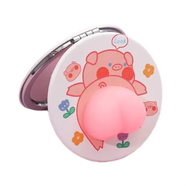 PU leather folding compact makeup mirror plus full color UV imprint... from ASI 37218 Athena Promo (tm)