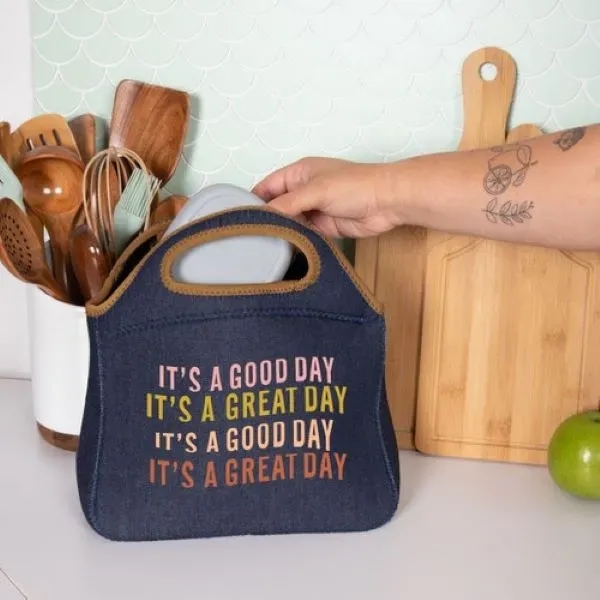 Denim/Neoprene Two-handled lunch bag w/zipper closure & colored stitching & bias... from ASI 74710 Numo / NUMO