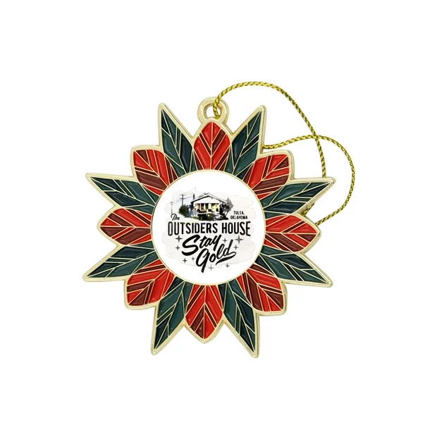 2.6" x 2.5" die cast alloy metal and enamel poinsettia-shaped tree... from ASI 52263 EMT